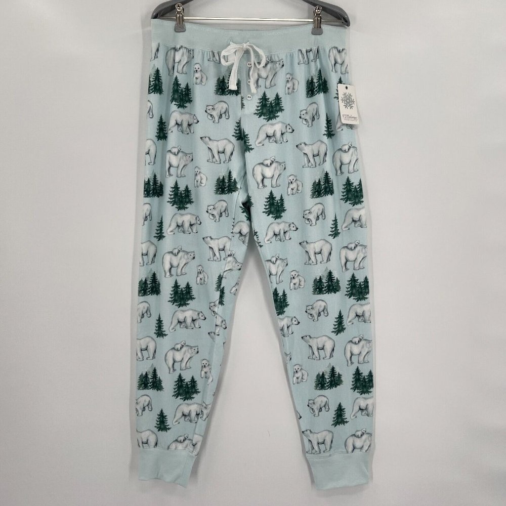 PJ Salvage Just Chill Polar Bear Lounge Jogger Pajama Pant sz M Ice Blue RZJCP2